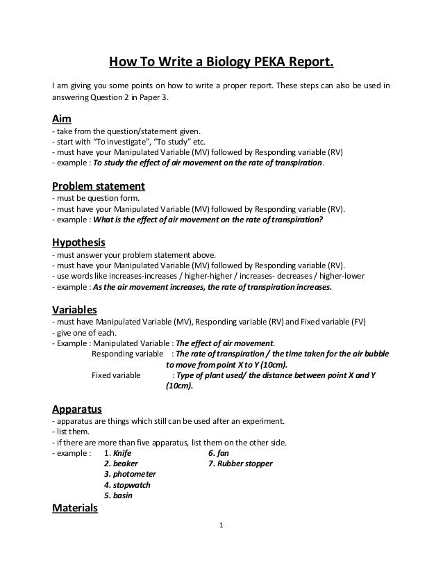 Lab report sections