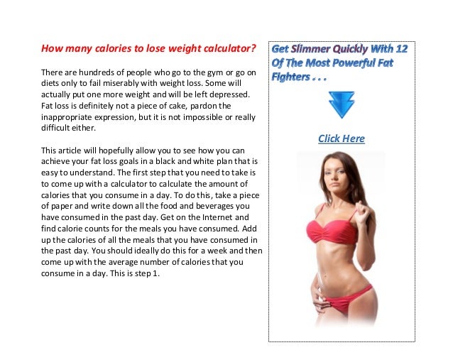 Calculate Daily Calorie Intake For Weight Loss