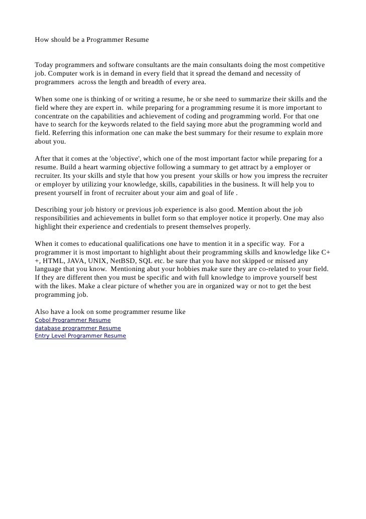 how should a resume be