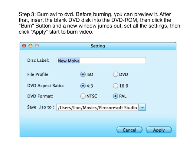 How to write avi files to dvd