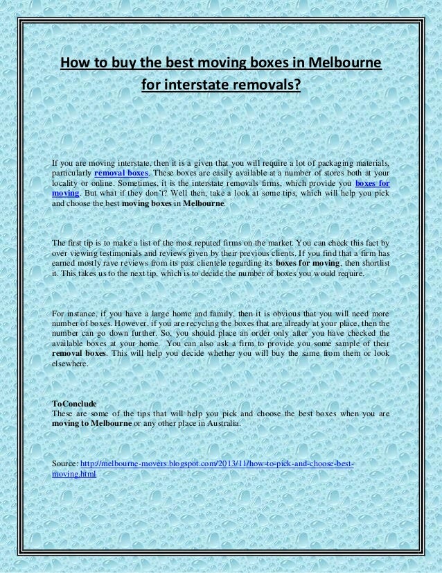 How to buy the best moving boxes in melbourne for interstate removals