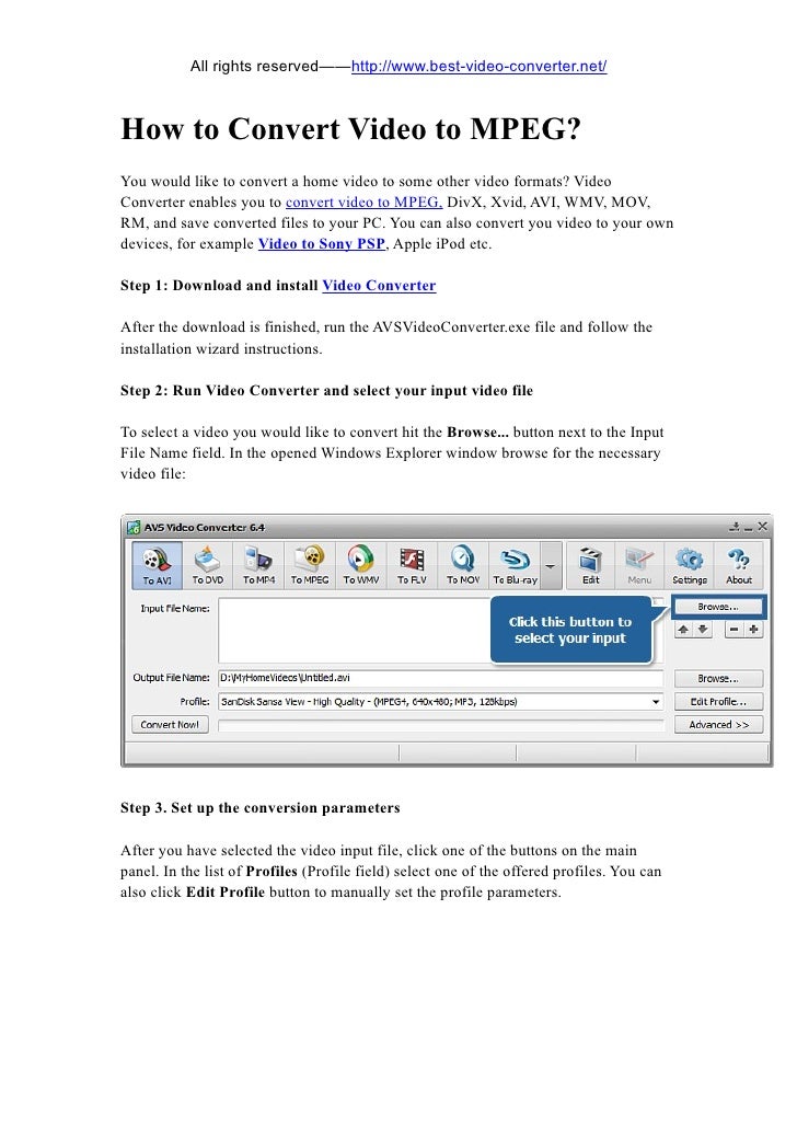 How to convert video to mpeg
