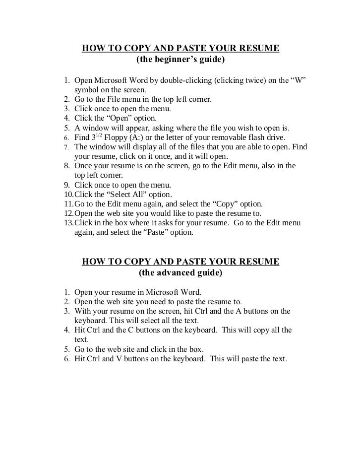 how to copy and paste your resume resume copy download