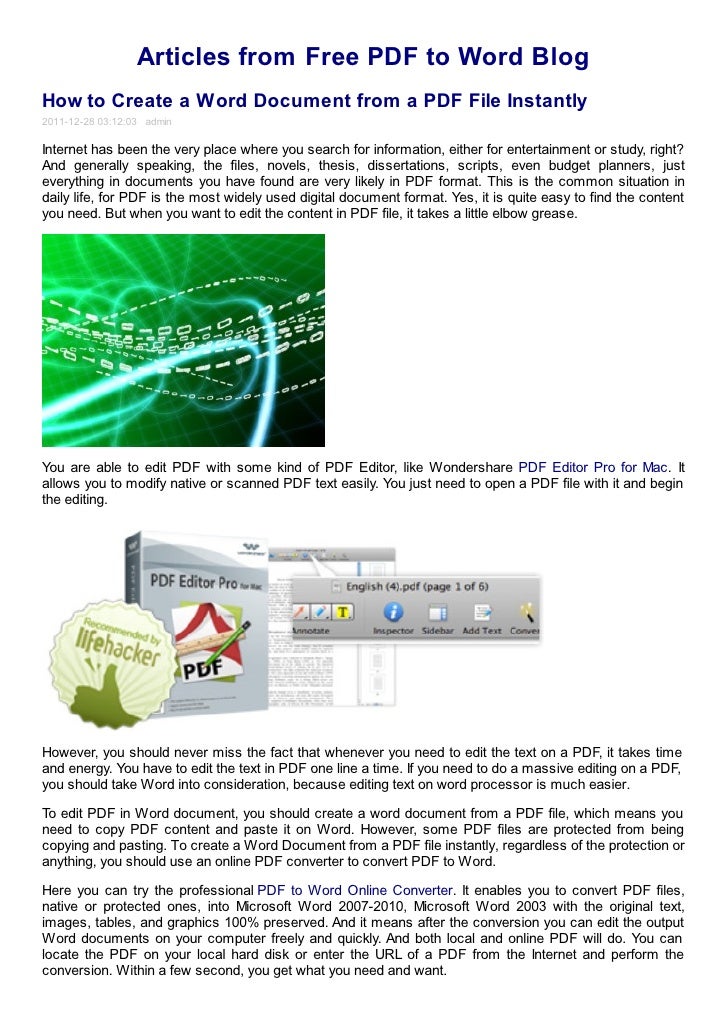 Create A Word Document From A Pdf