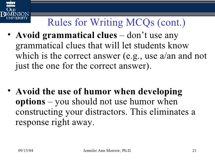 How to create multiple choice questions