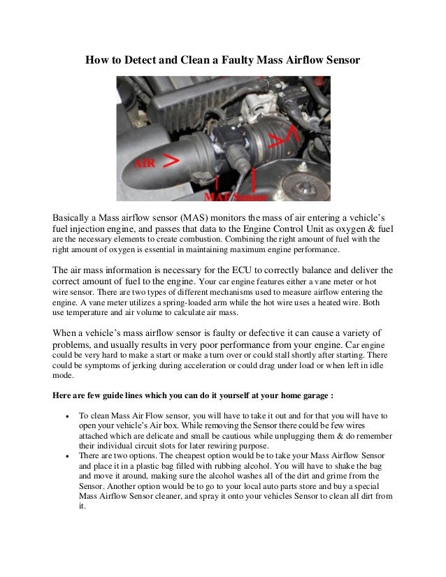 How to detect and clean a faulty mass airflow sensor