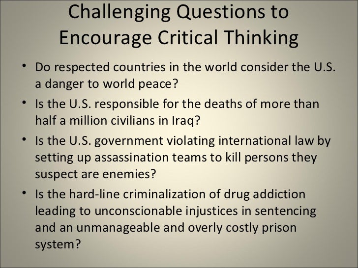Questions Provoking Critical Thinking | The Sheridan Center