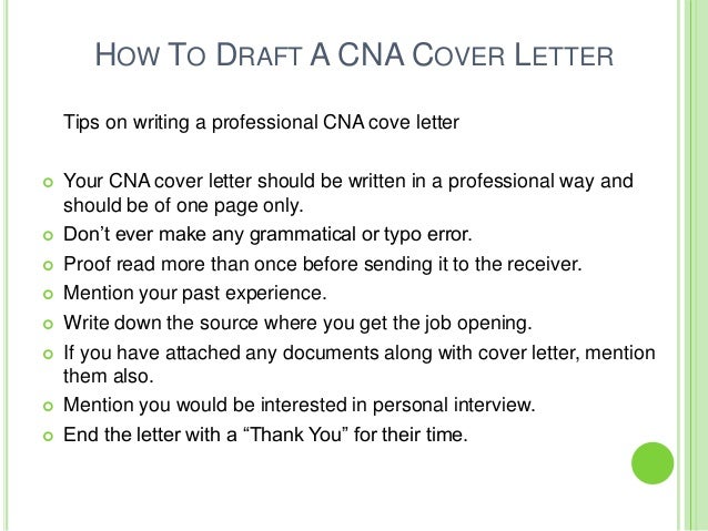 how to draft cna cover letter