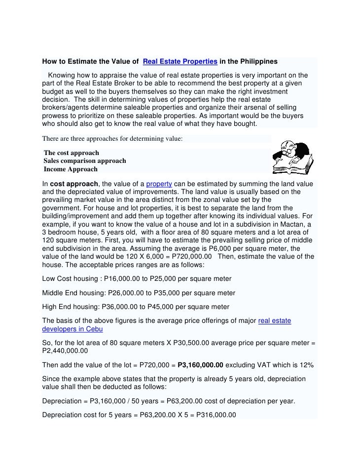 how to estimate the value of real estate properties in the how to estimate the value of real estate properties in the