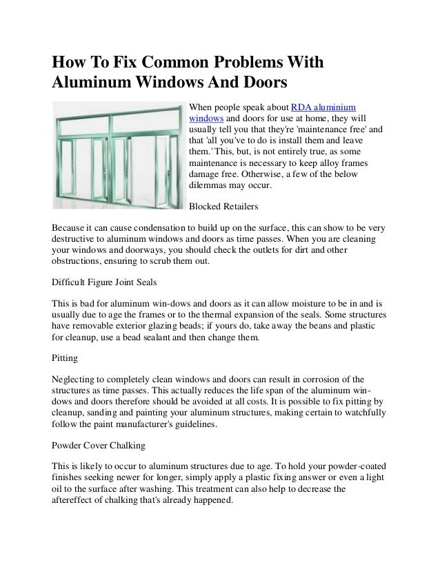 How to fix common problems with aluminum windows and doors