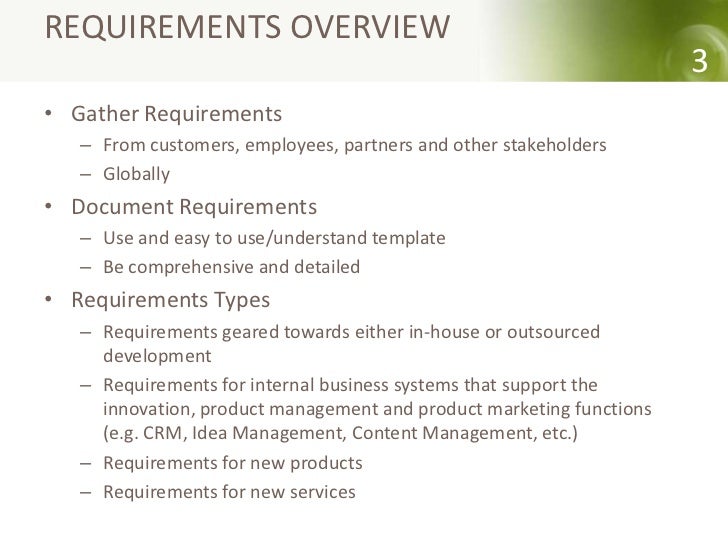 Requirement Gathering Template For Software