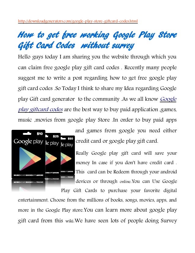 How to get google play gift card codes Android play Store