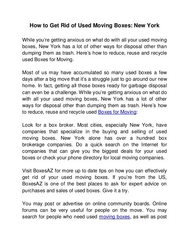 How to Get Rid of Used Moving Boxes: New York