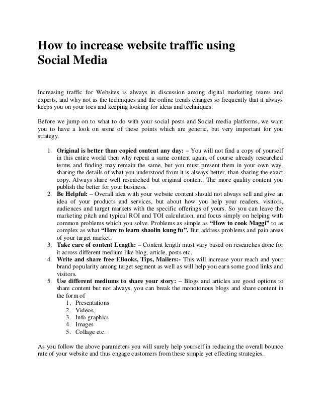 How to increase website traffic usingSocial MediaIncreasing traffic ...