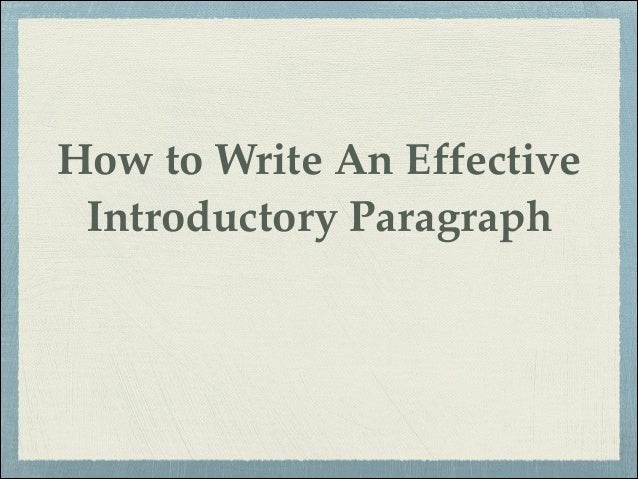How To Write A Intro Paragraph For An Essay