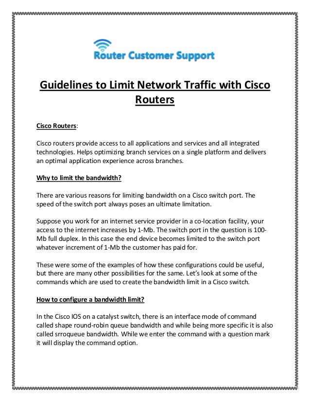 How to limit network traffic with cisco routers