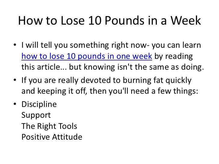 Diet For Losing 10 Pounds In A Week