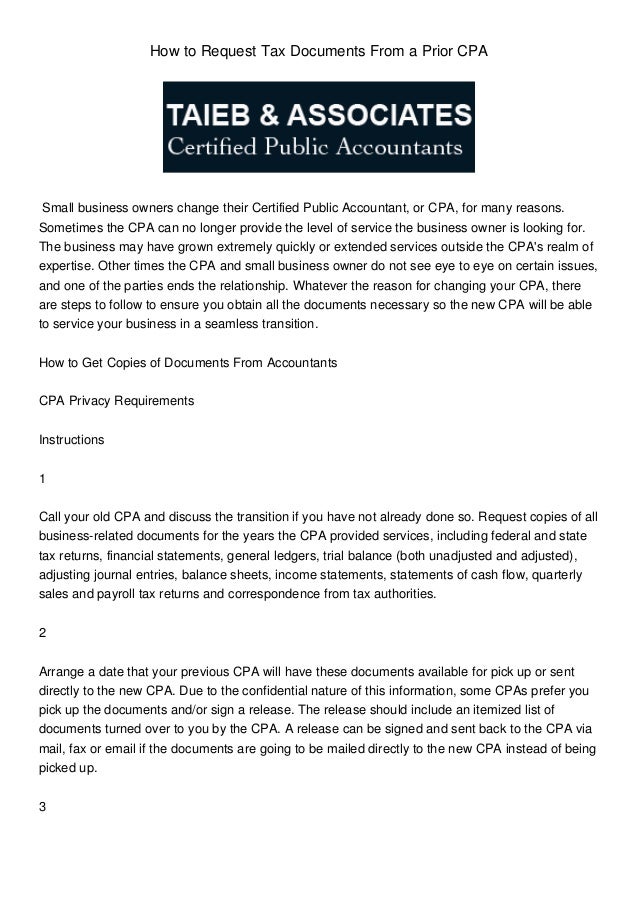 How to Request Tax Documents From a Prior CPA