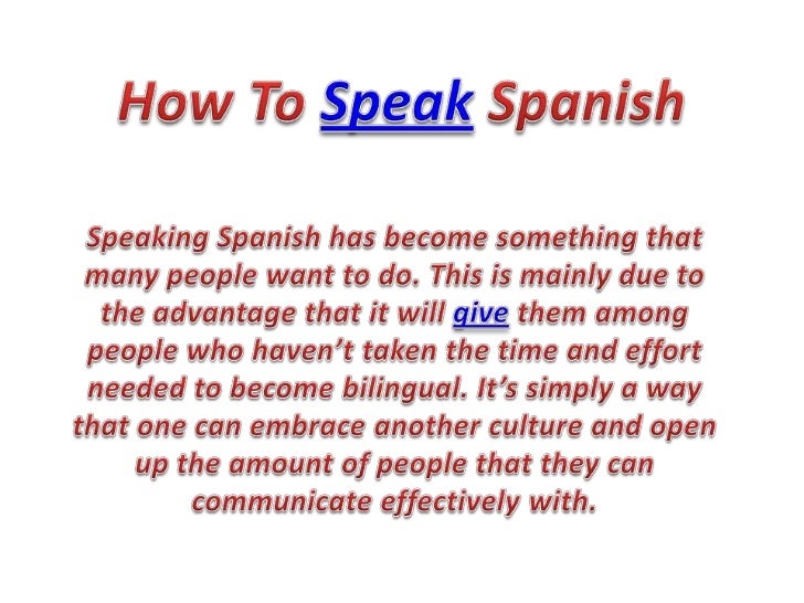 How to speak spanish