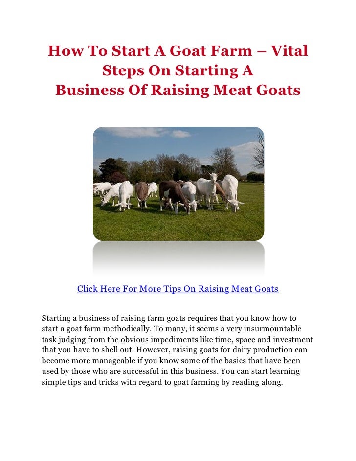 Goat Farming Business Plan Pro Business Plans