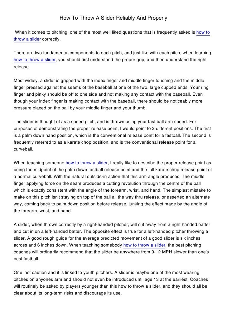 How To Throw A Slider