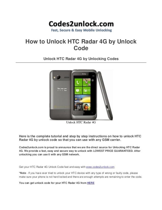 Htc Radar Unlock Code Free Htc Radar Unlock Code Free