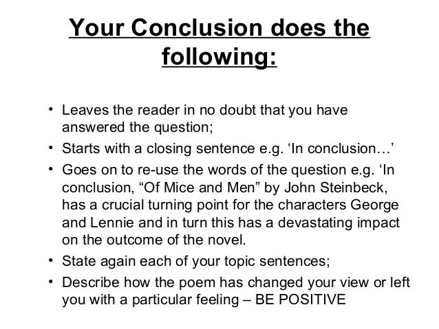 Writing a good conclusion in an essay