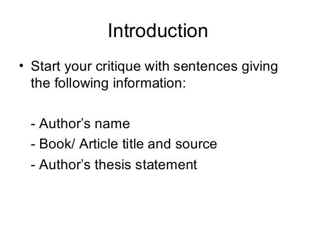 Critique essay thesis statement