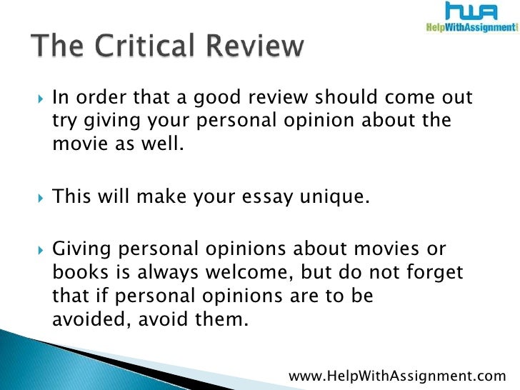 Critiquing A Movie Essay