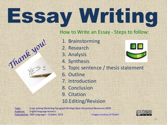 What are the steps to follow when writing an essay