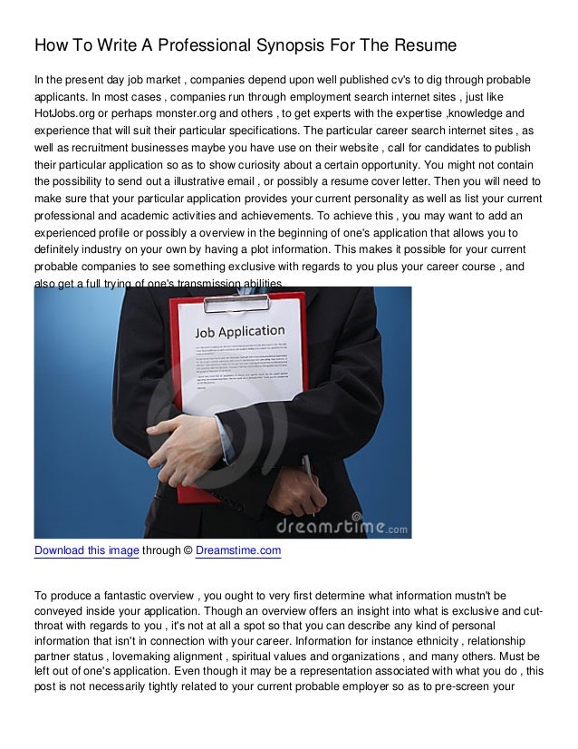 Synopsis Writing For Thesis