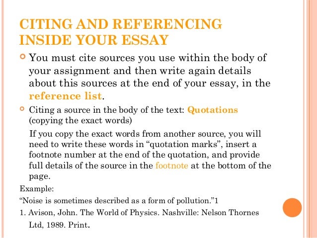 How to cite sources in essay