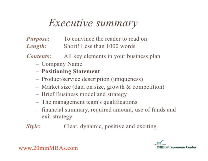 How to write a financial executive summary