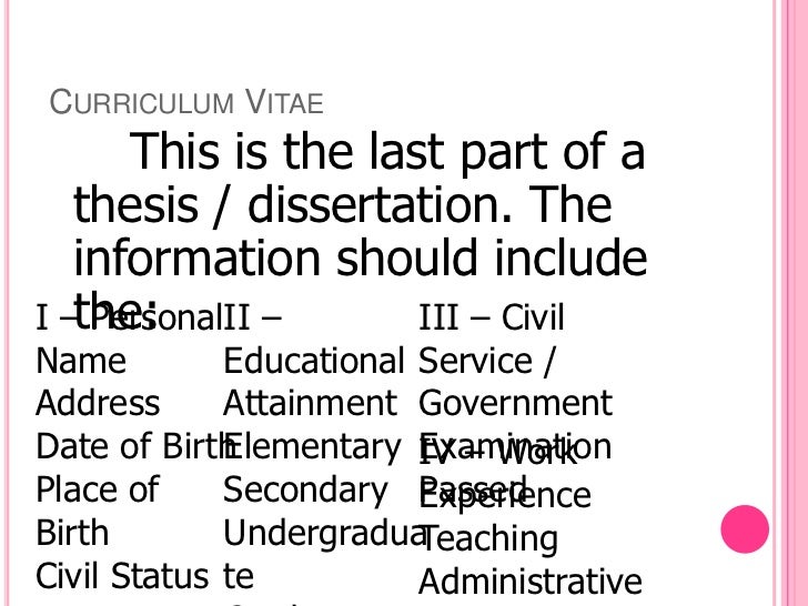 Parts of dissertation