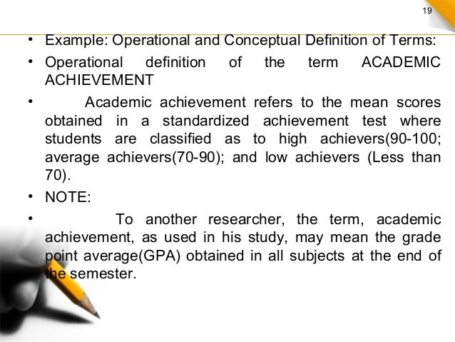 Definition of terms in thesis paper