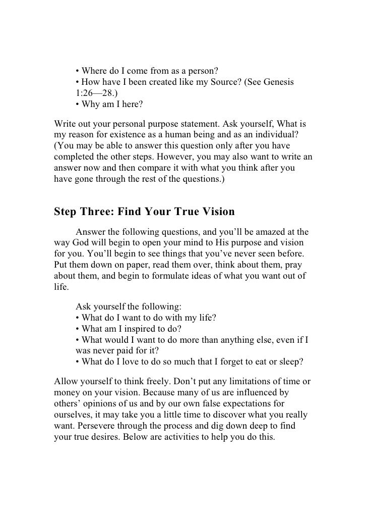 Personal vision statements examples