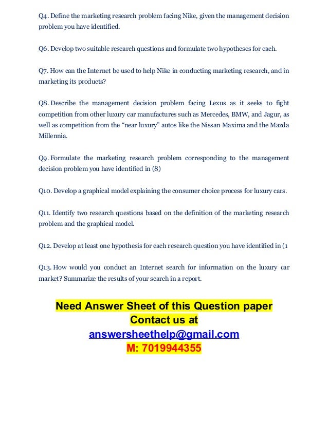 Consumer behaviour and marketing research question papers