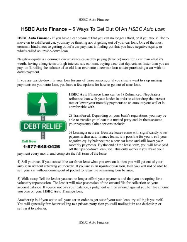 HSBC Auto Finance 5 Ways To Get Out Of An HSBC Auto Loan