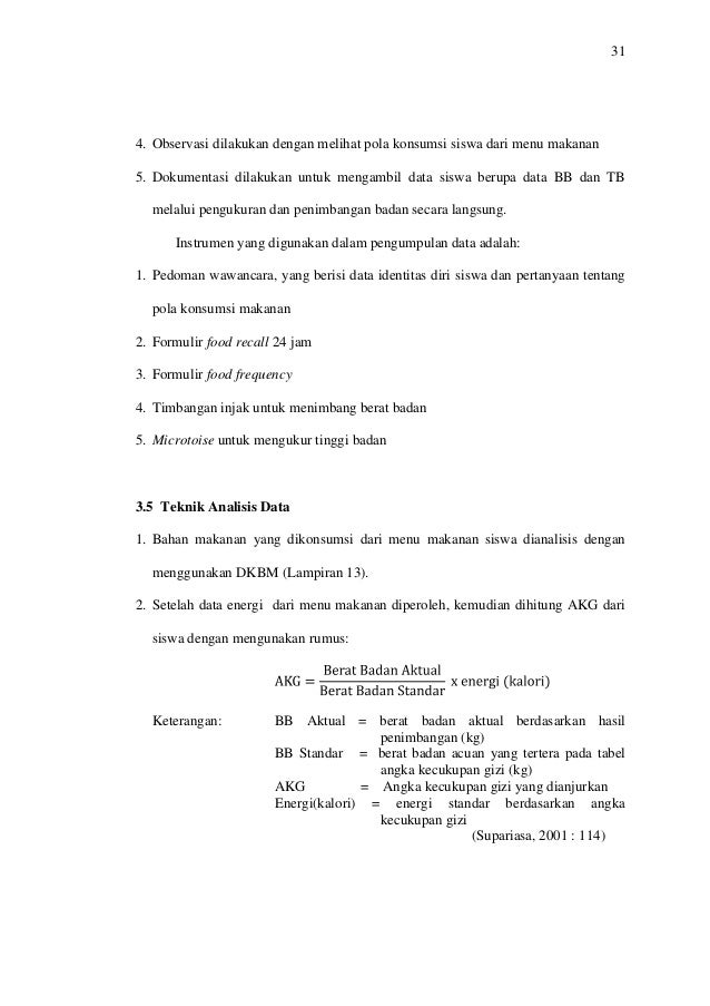 Hubungan pola konsumsi makanan dengan status gizi pada 