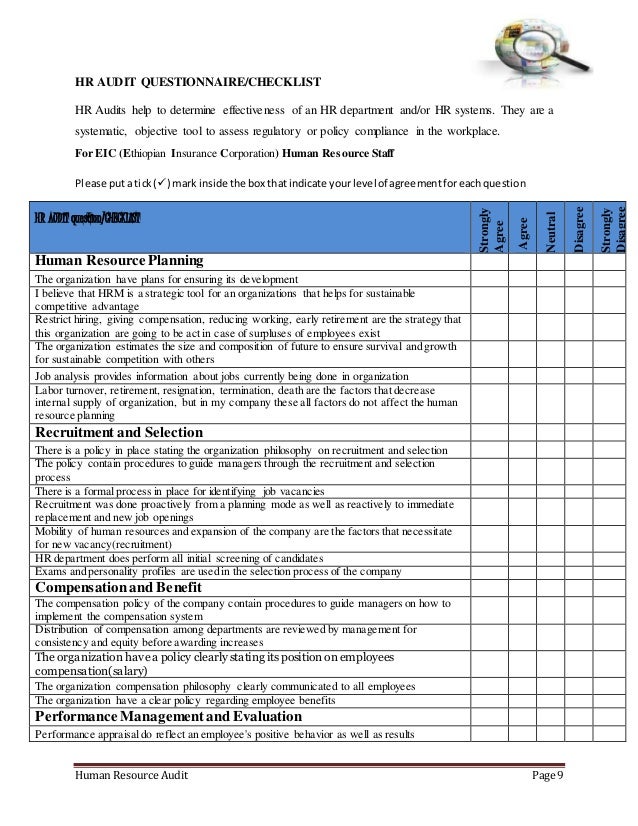Checklist Template For Hr 10.