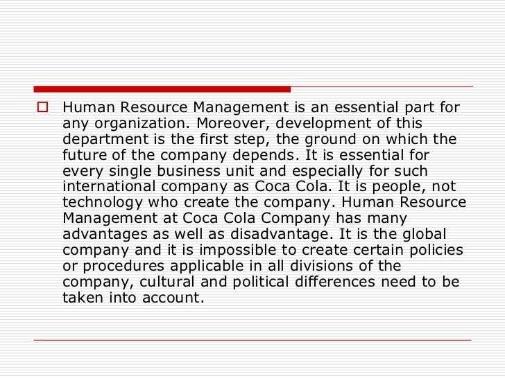 human resource management in coca cola company human resource management in coca cola company