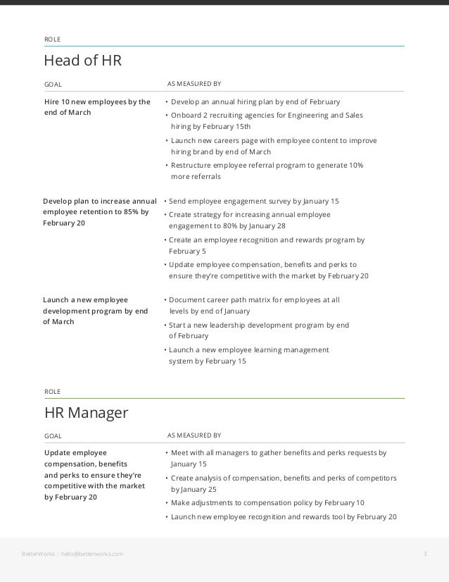 Goal Examples for Human Resources