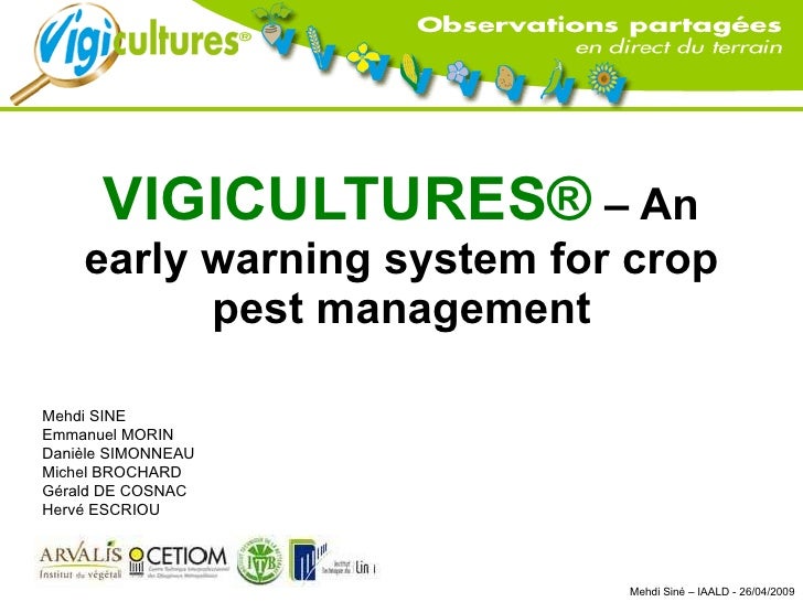 VIGICULTURES An early warning system for crop pest management