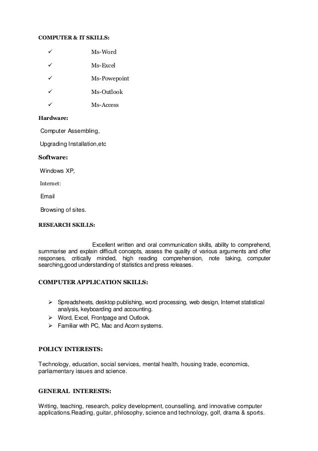 it skills in resumes