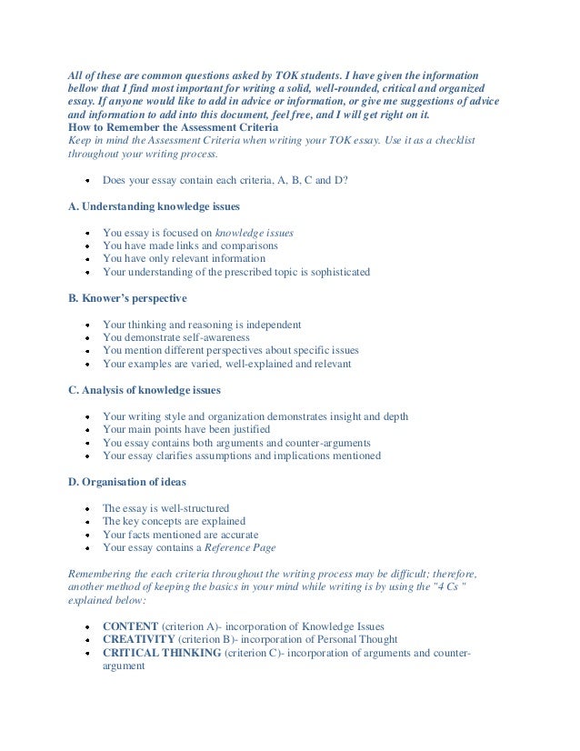 TOK Essay Guide - theoryofknowledge net