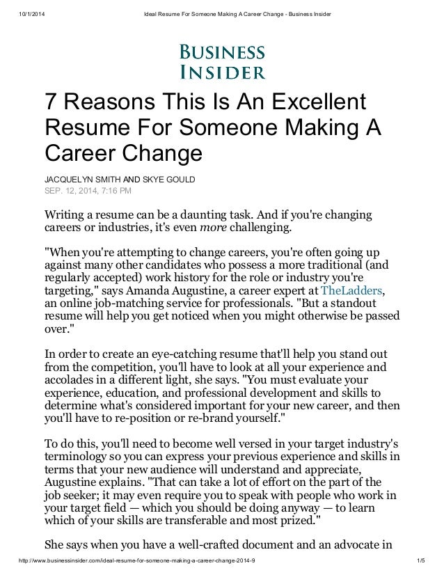 ideal resume for someone a career change business ideal resume for someone a career change business