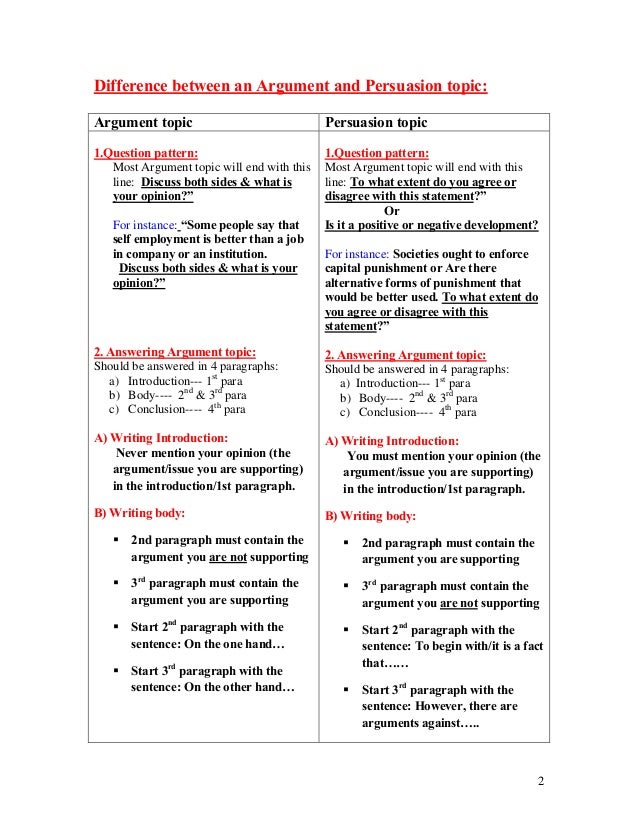 Differences between persuasive and argumentative essays