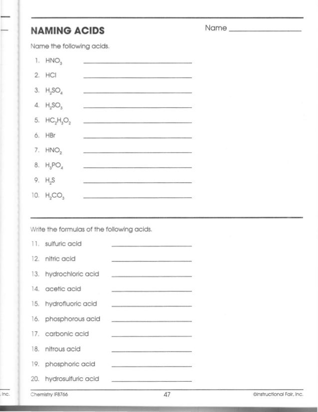 Printables Naming Acids Worksheet naming acids worksheet fireyourmentor free printable worksheets if chemistry workbook ch099 a acids