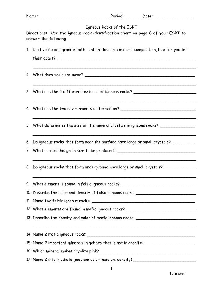 Printables Igneous Rock Worksheet igneous rock worksheet imperialdesignstudio rocks of the esrt