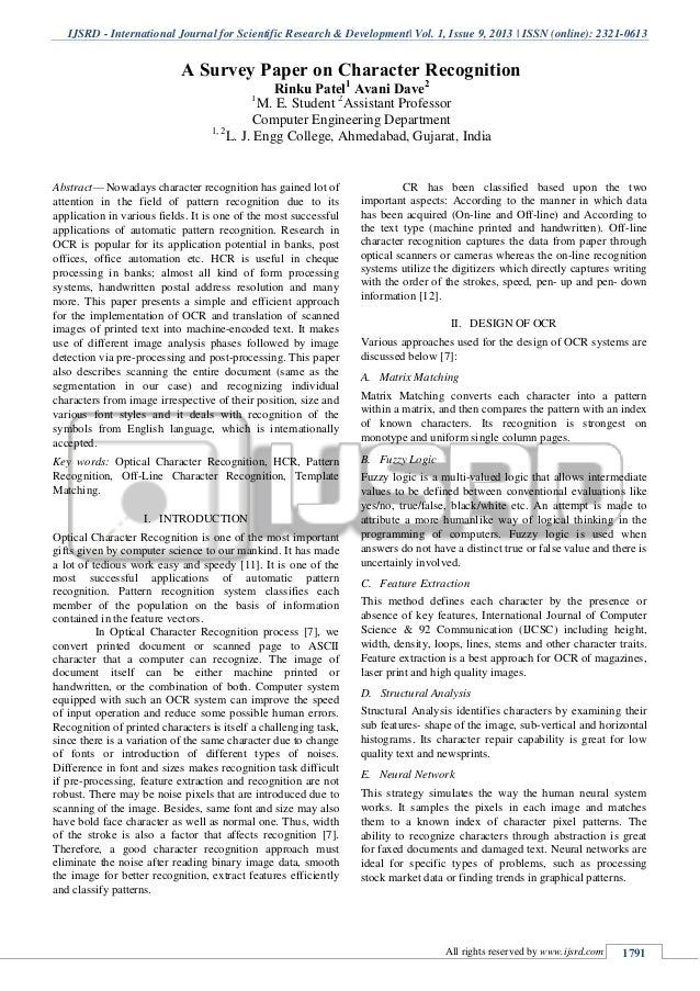 research paper character recognition research paper character recognition